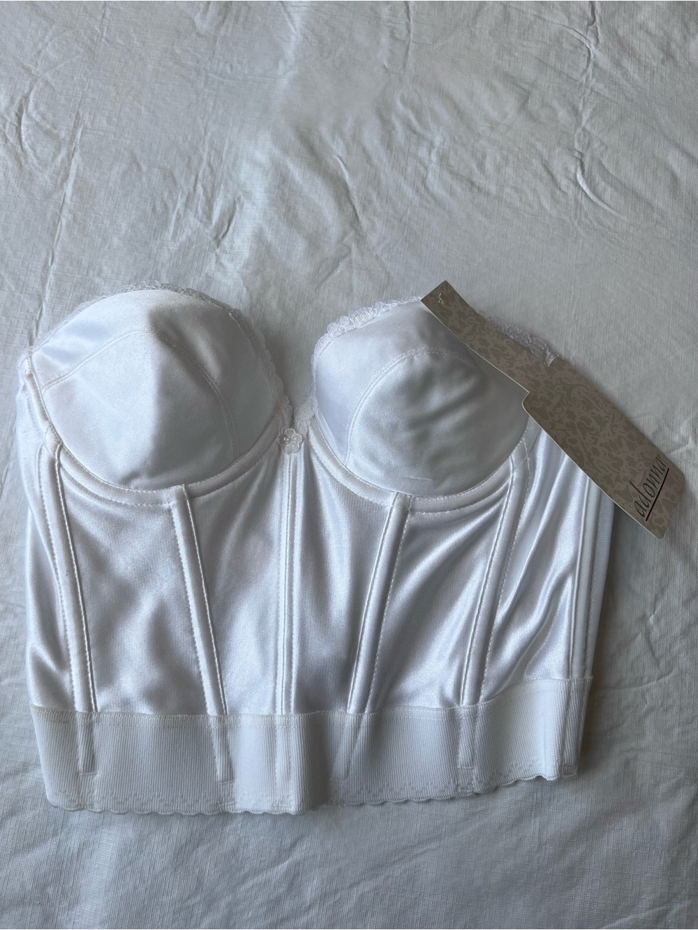 Vintage Adonna White Bra Bustier Low Back Corset NWT